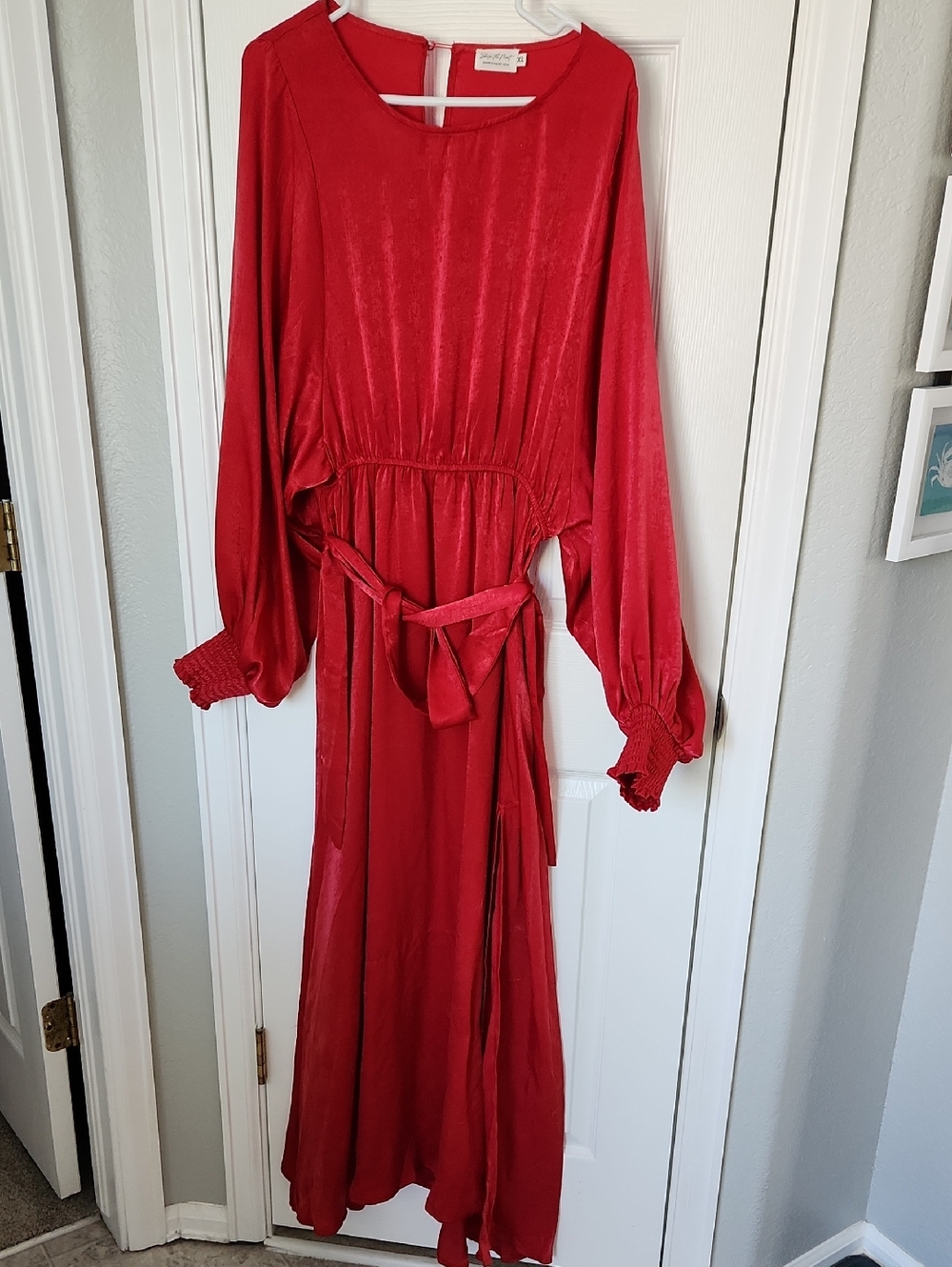 Red Long Sleeve Maxi Dress